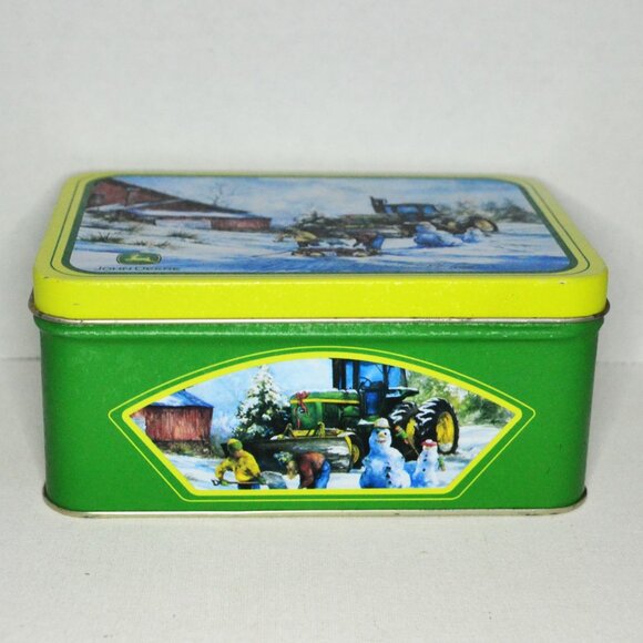 Pair Of John Deere Collector Tins Box Lunch Pail Winter Scenes Farmhouse Decor - Picture 3 of 9